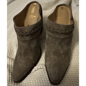 Sam Edelman Alison Desert Olive Stacked Heel Slip On Leather Mules Size 8 NWOT